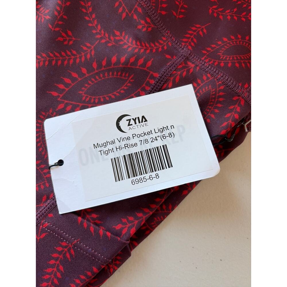 NWT - ZYIA Active paisley pocket tight high rise 7/8, 24” size 6-8 - Picture 2 of 3
